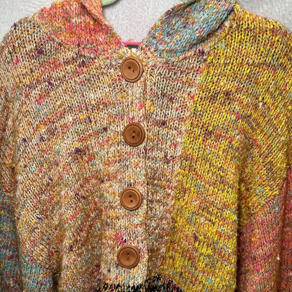 Free People Vibe Check Multicolor Cropped Hooded Cardigan - Picture 6 of 10
